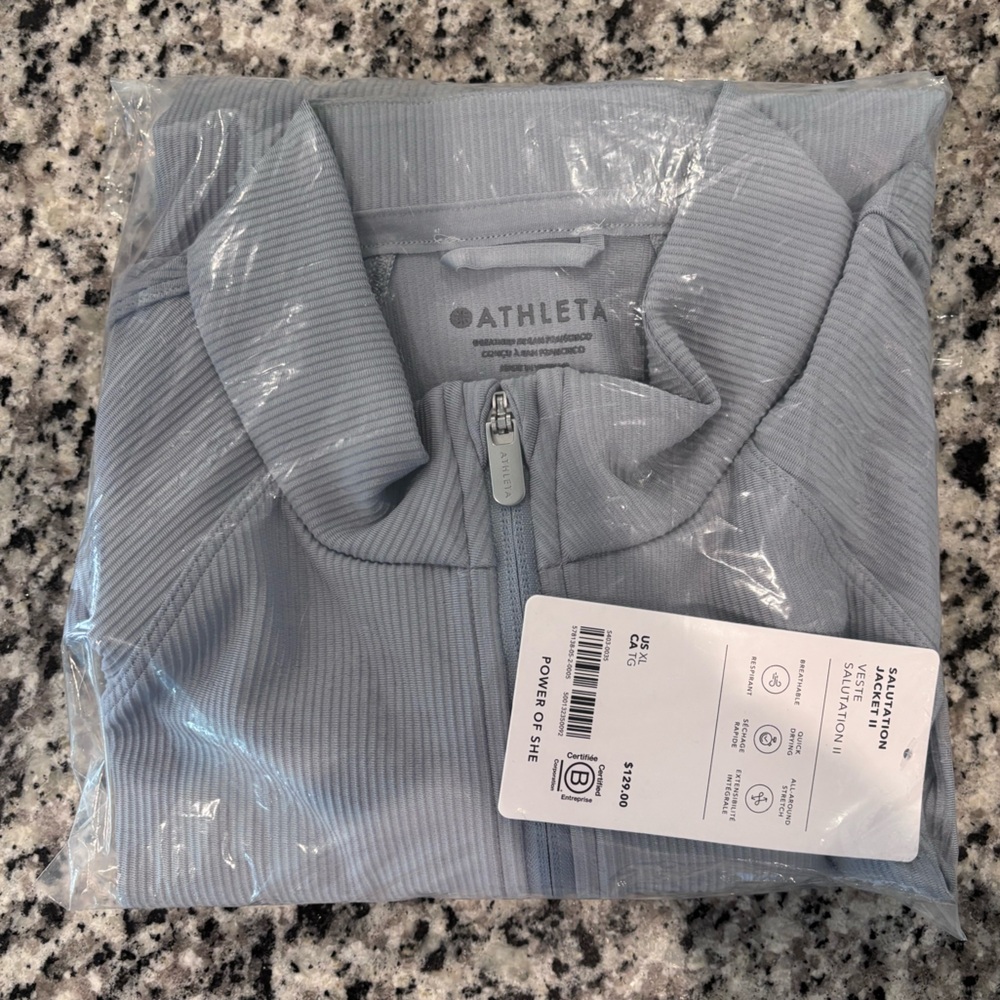 Athleta Salutation Ribbed Jacket 2.0-Blue Star-Size: XL NWT yoga travel active - Picture 6 of 6